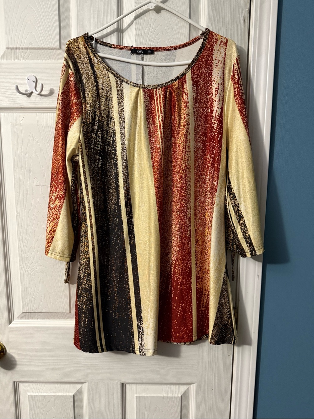 Lisette Striped Scoop-Neck Tunic in Yellow, Red and Black